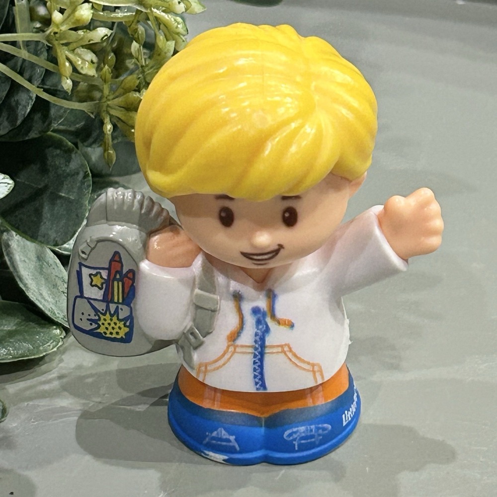 Fisher Price Little People Sit With Me School Bus Eddie Blonde Boy Backpack Toy